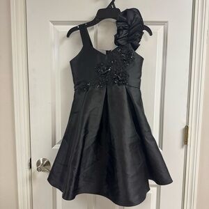 Bonnie Jean Girls Black Sleeveless Mikado Party Dress